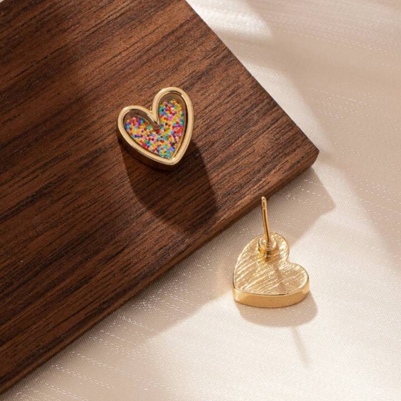 NWT Heart Multicolor Stud Earrings - Picture 3 of 3